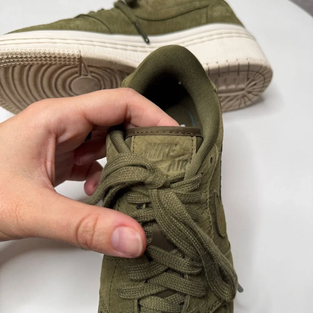 Nike Air Jordan 1 Re Low Lifted Sneakers Olive Canvas Textured Sole Size 7